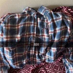 Men's Blue and Red Plaid Shirt